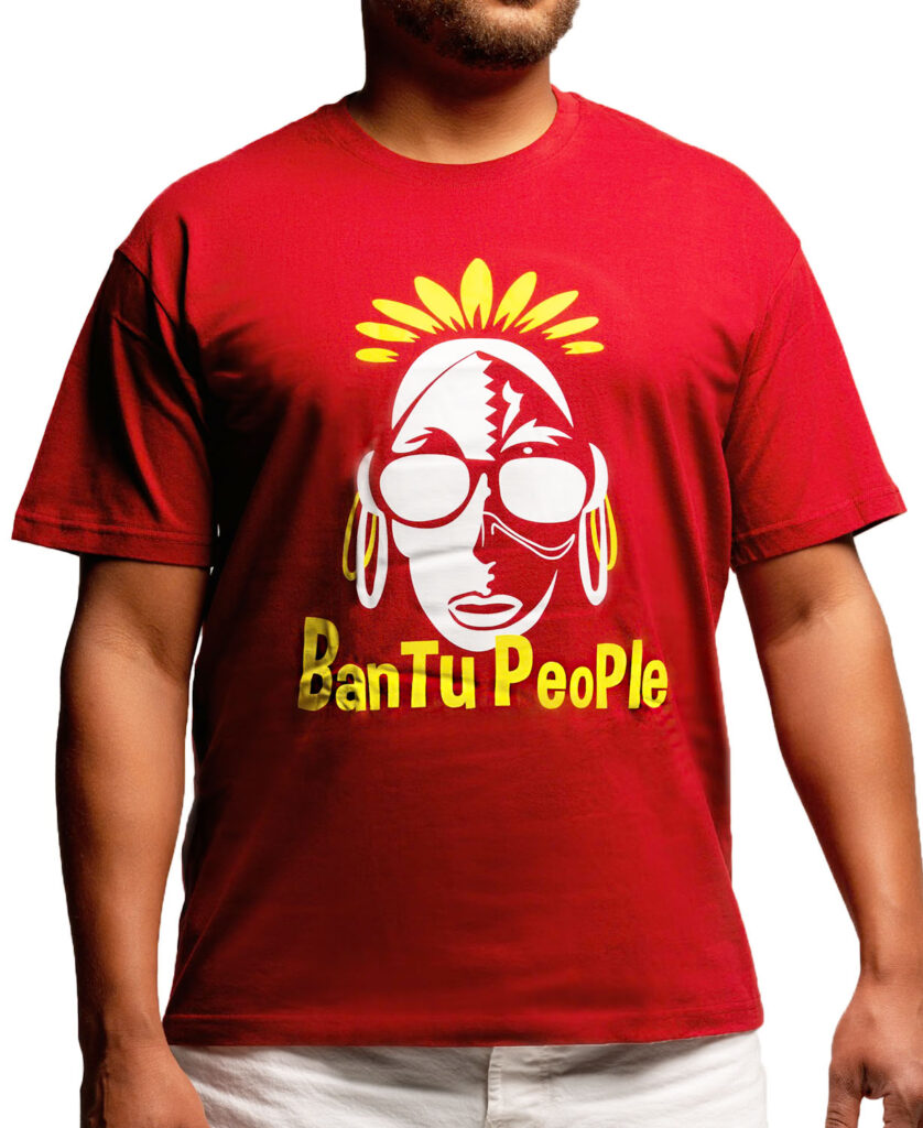 The Mask tribal heritage t-shirt design by BanTu PeoPle featuring stylized African mask symbolizing unity and cultural pride